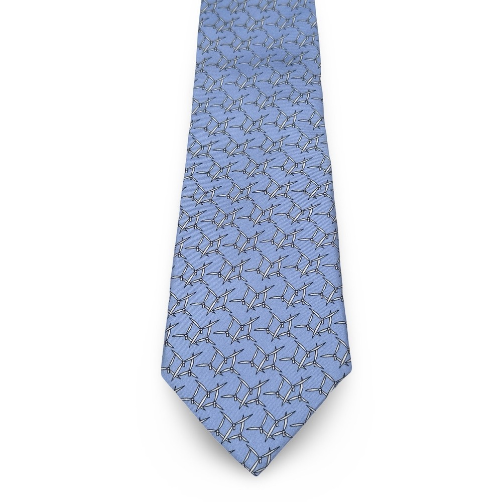 Vineyard Vines Mens Blue Windmill Turbine Silk Tie New Custom Collection 3.75x58